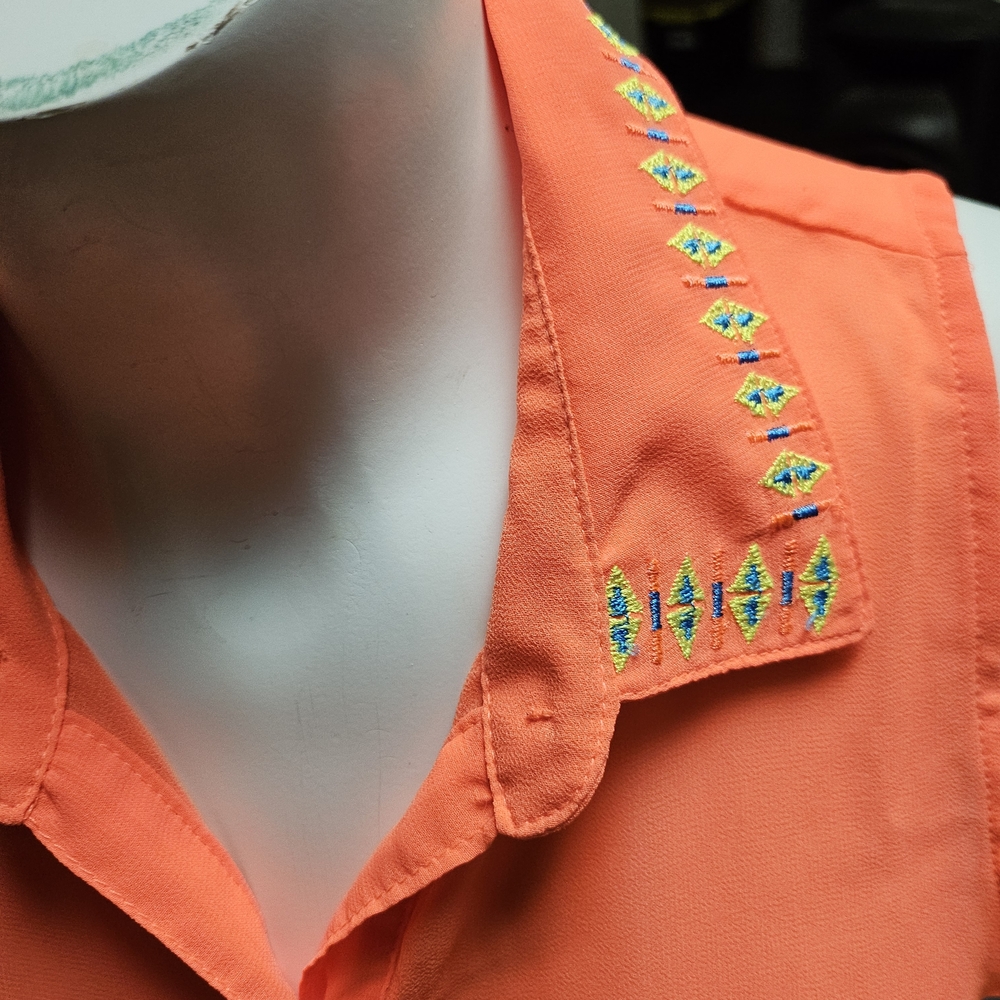 BONGO Orange Embroidered Women's Top - Picture 1 of 4